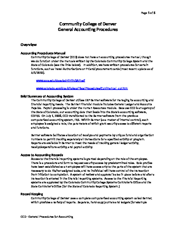 Accounting Procedures Word Document